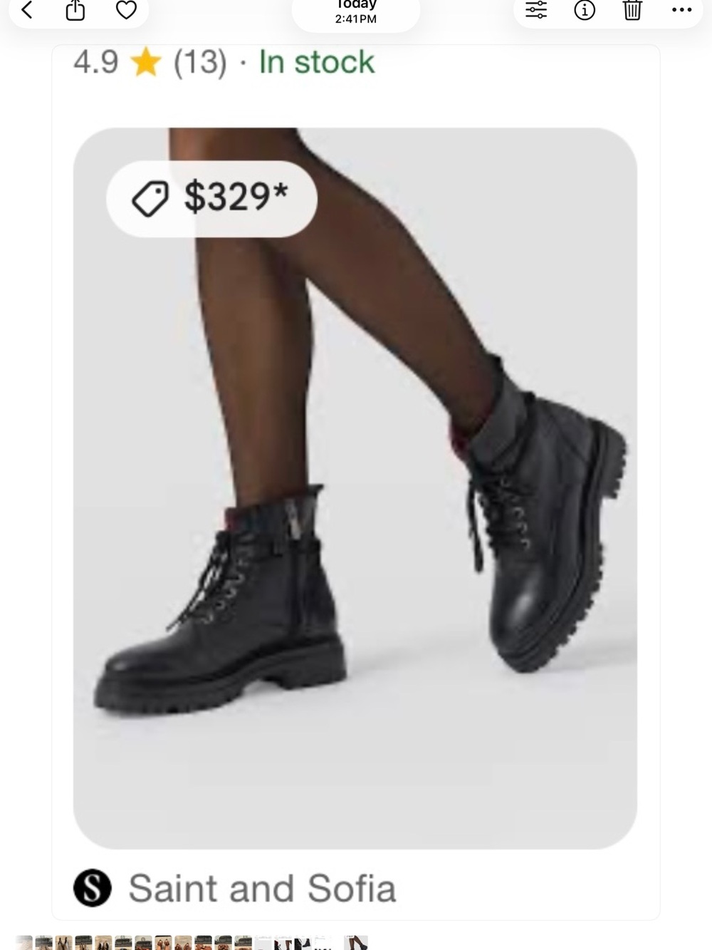 Saint & Sophia Black Lace-Up Combat Boots